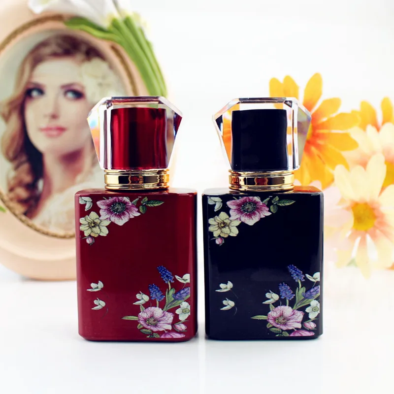 5/10pcs 50ml Square Glass Perfume Bottle Black/Pink/White/Red Spray Bottle Empty Fragrance Packaging Bottle Refillable