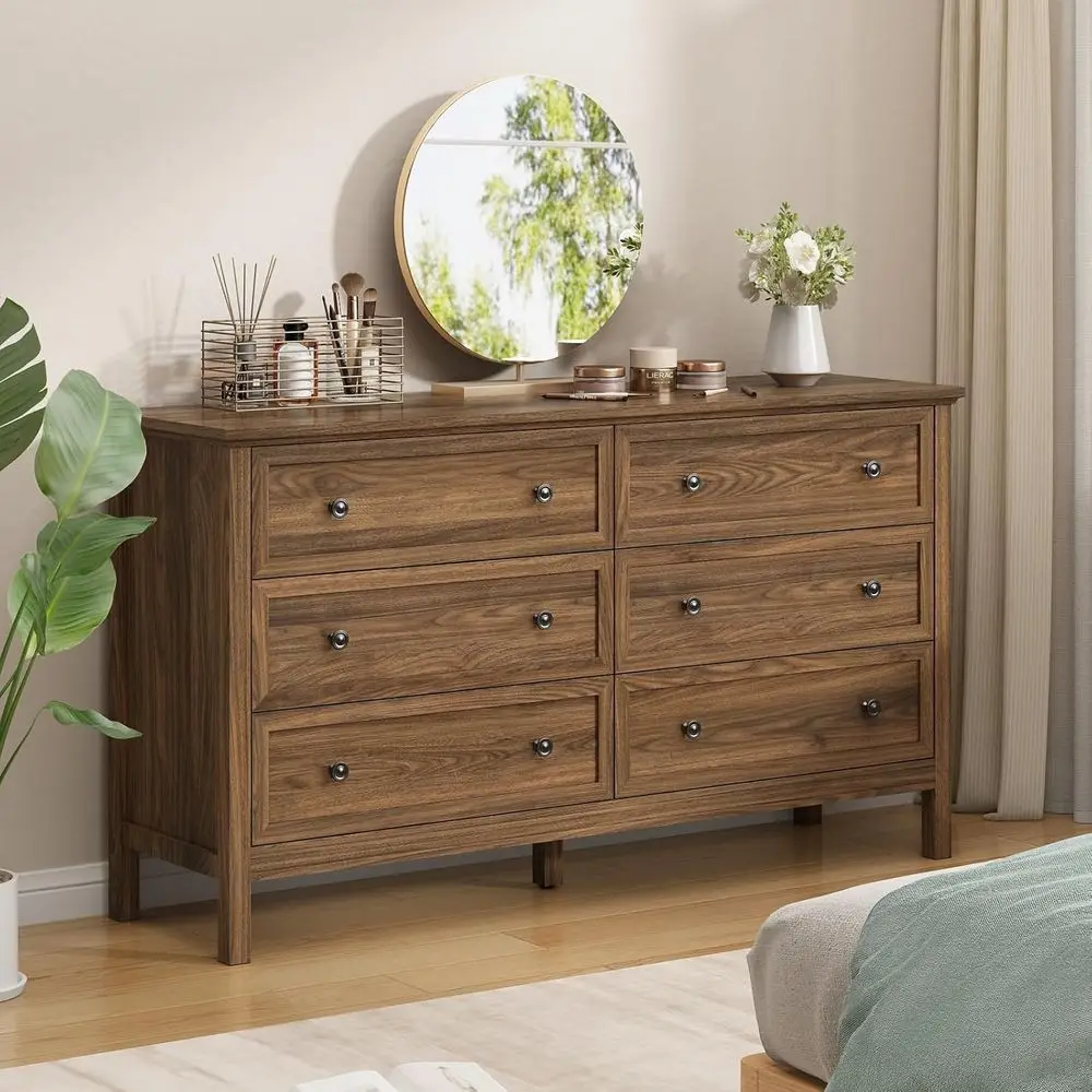 

55 Walnut Bedroom Drawers with Wide Doors and Metal Handles, Wooden Drawers and Chests for Hallway or Entryway