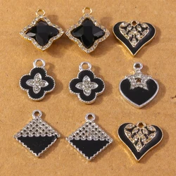 10 pcs Rhinestone Geometric Love Heart Charms Pendants for Making Earrings Necklace Bracelet DIY Jewelry Accessories Supplies