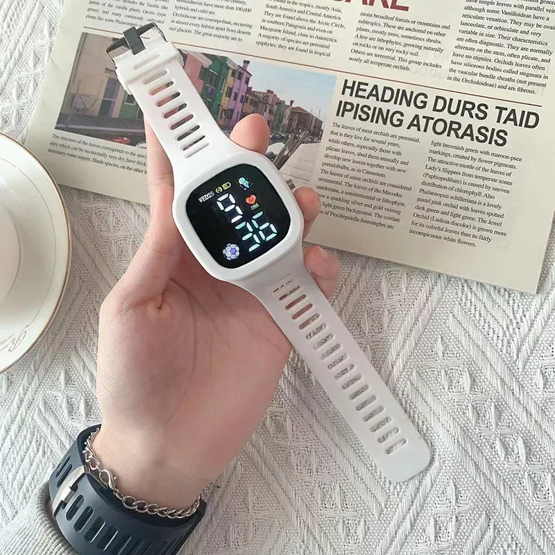 Cat-Ear Kids Watch with Bracelet Waterproof Digital Watch LED Sports Electronic Wristwatch for Girls Boys Students Children Gift