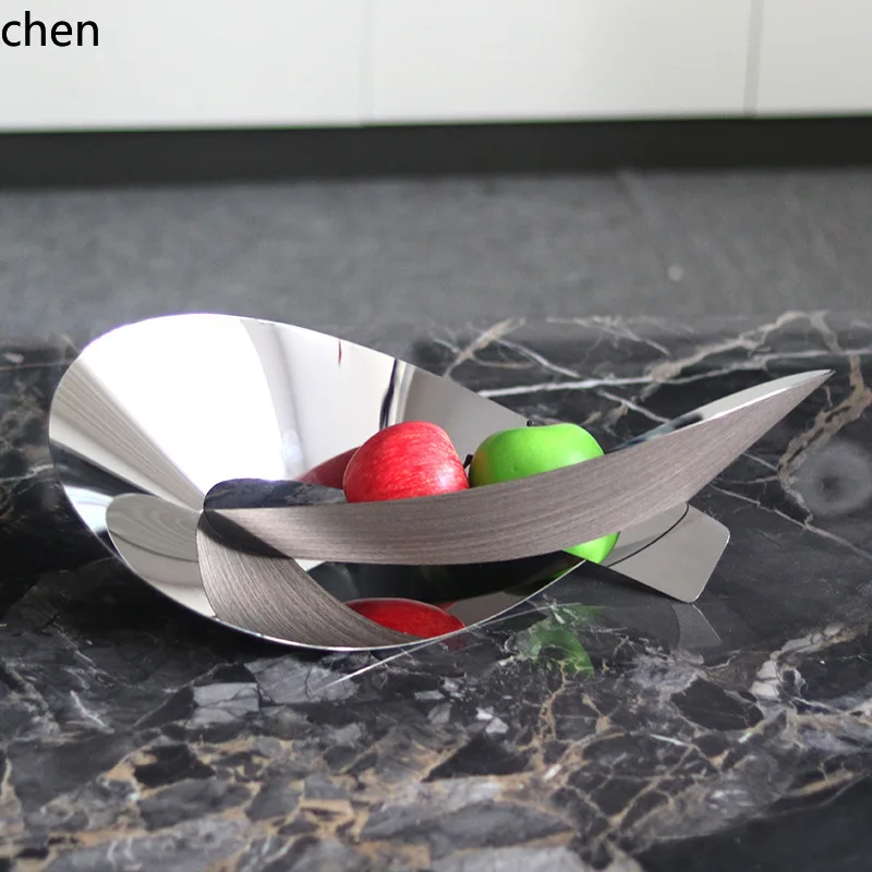 H1Simple and Creative Irregular Shaped Metal Wood Grain Fruit Tray Decorative Piece for Homestay and Living Room Soft Decoration