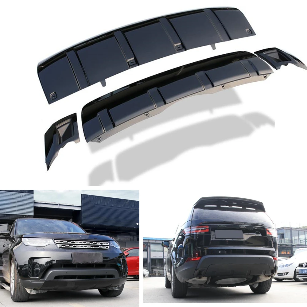 Front Bumper Lip & Rear Diffuser Tow Hook Guard Spoiler Plate Cover For Land Rover 2017-2023 Discovery 5