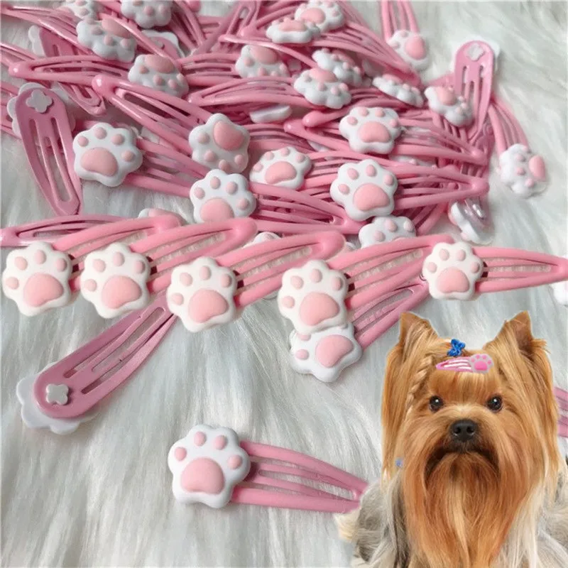 Dogs Hair Clips Dog Hair Bow Clip Cute Paw Shape Hair Clip Pet Grooming Hair Barrette Pet Supplies