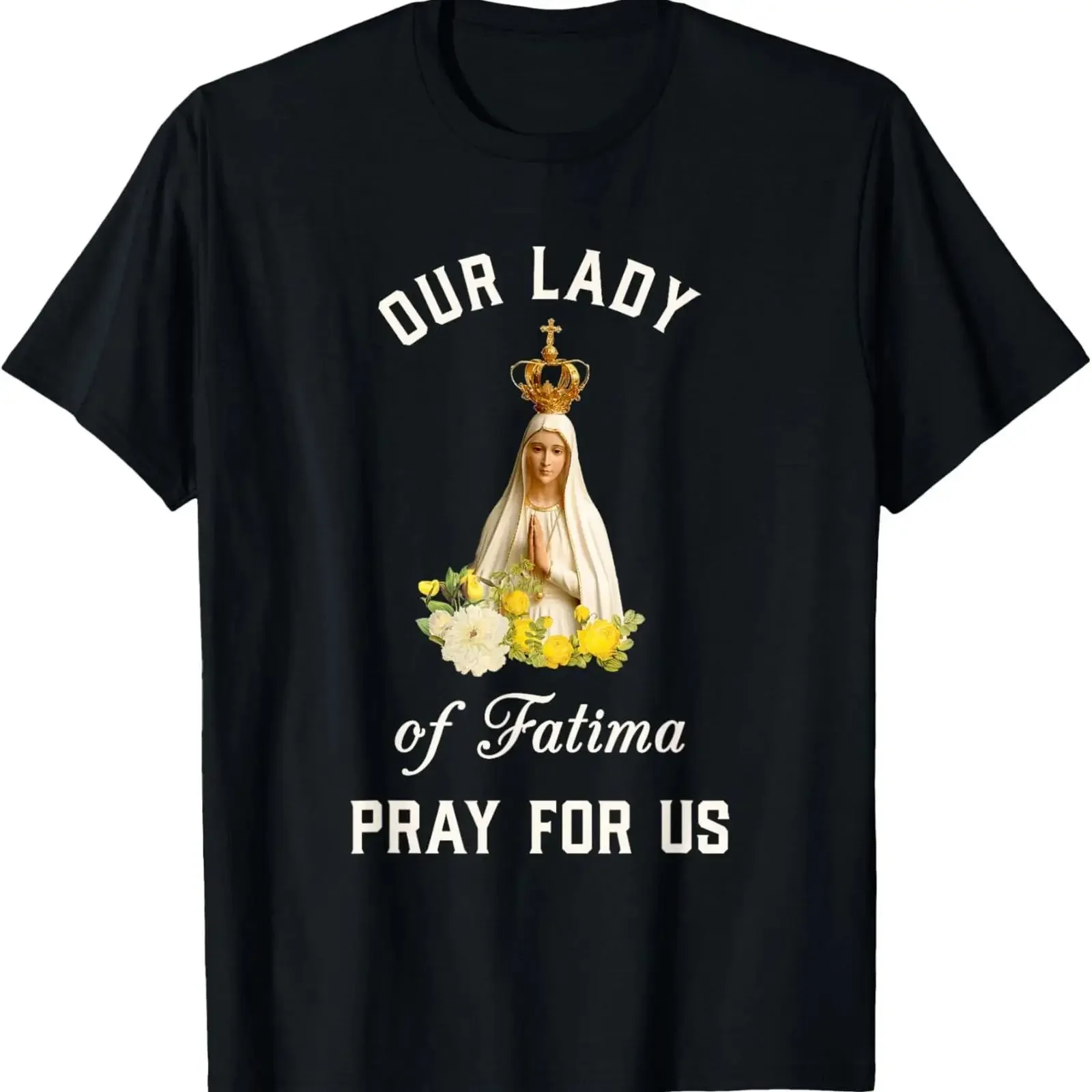 New Limited Our Lady of Fatima Virgin Mary Catholic T Shirt vintage Washed Breathable Stylish Stretched Slightly graphic
