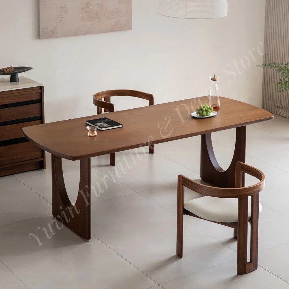 Factory Direct Wholesale Modern All Solid Wood Dining Table and Chair Set for Home Apartment Hotel Restaurant Furniture
