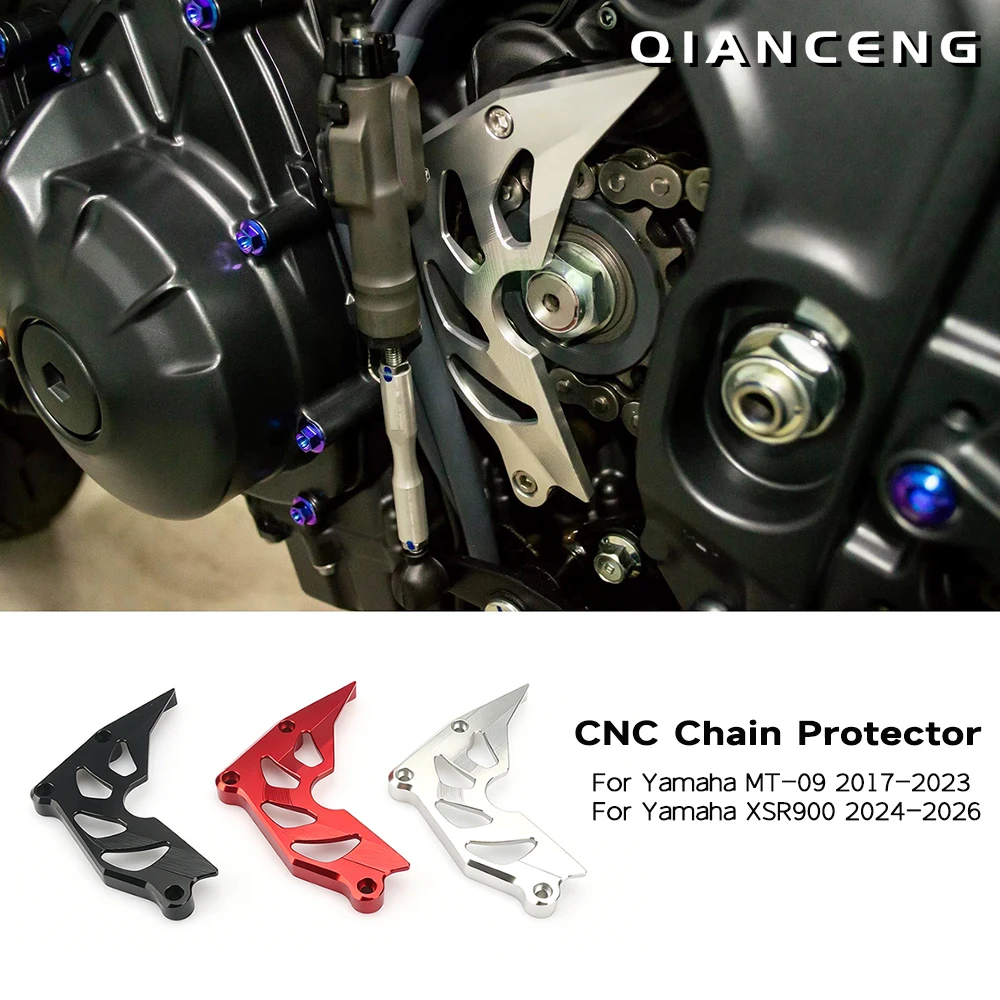 New Aluminum Chain Cover Guard For Yamaha MT-09 MT09 2017-2023 XSR900 2024-  Front Sprocket Guard Protector Sensor Cover