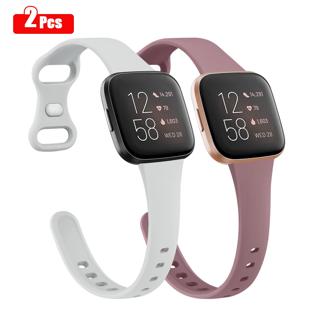 

Тонкий силиконовый ремешок для Fitbit Versa/Versa 2/Versa Lite, спортивный браслет для наручных часов, 2 шт., сменный Браслет