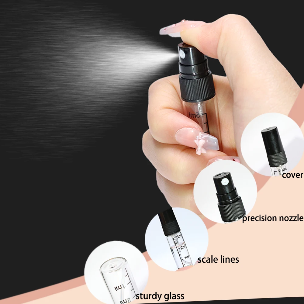 56 Stück + 6 Werkzeuge, 2/3ml Graduierte Parfümflasche, Transparente Glas-Sprühflasche, 5/10ml Nachfüllbare Tragbare Reise-Probenflasche – Detail 5