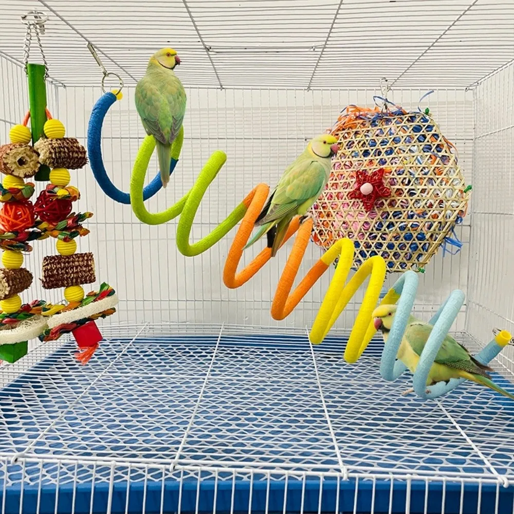 Hanging / Suction Cup Birds Rotating Tunnel Non-slip Cotton String DIY Bendable Perch for Birds Durable Comfortable Grip