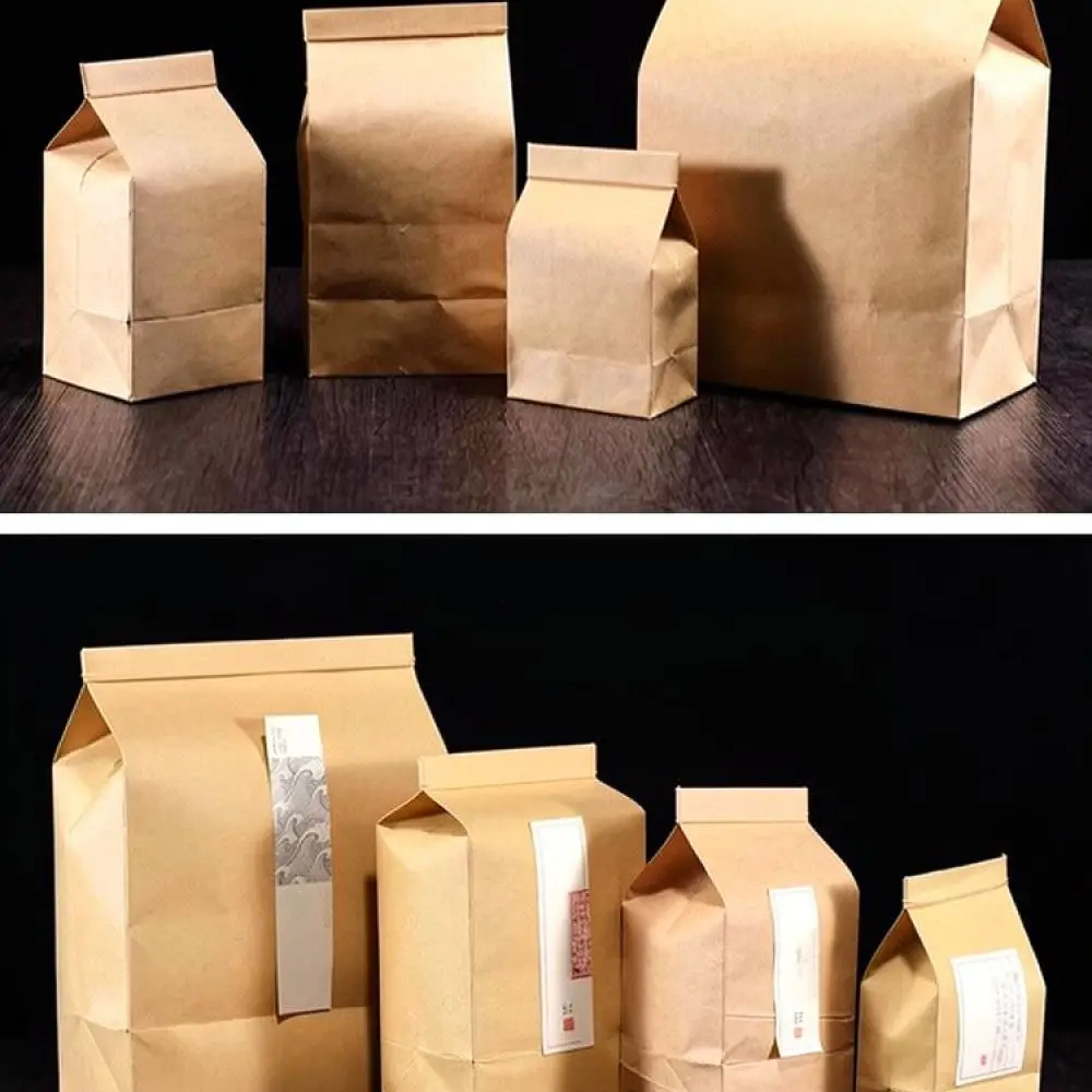 Kraft Paper Tea Pouch For Loose Leaf Tea Storage Zip Lock Aluminum Foil Food Container Vintage Food Packaging