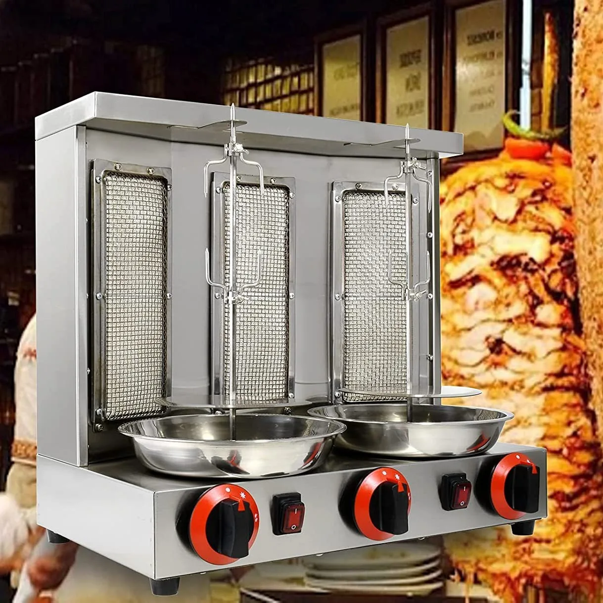 Commercial Turkey Barbecue Plate Gas Small Brazilian Restaurant Barbecue Oven Equipment Automatic Rotating Foreign Trade Export