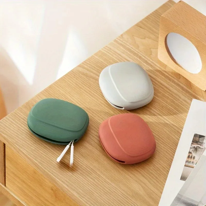 Wired Headphone Storage Case Silicone Protective Cover Travel Cable Organizer Anti-Tangle Cord Storage Bag