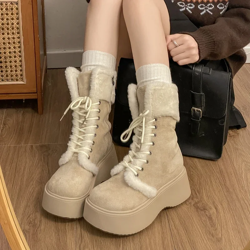 

Women Snow Boots Fashion Thick Sole Ankle Boots Exquisite Plush Keep Warm Winter Shoes for Woman Comfort Casual Boot Botas Mujer