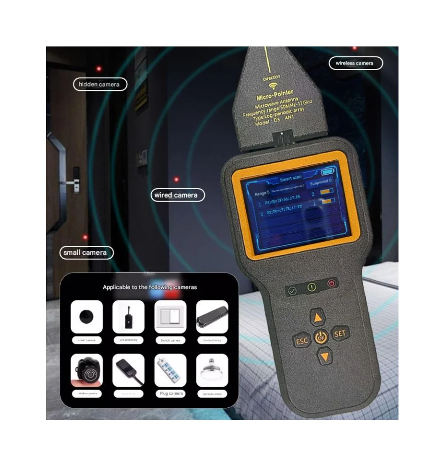 GPS-Detektor, Anti-Kamera, mobiler 5G-Signaldetektor, 10 MHz-4 GHz, WLAN, MAC-Analyse, Entdeckung der GPS-Tracking, Unterbrechung mit versteckter Kamera
