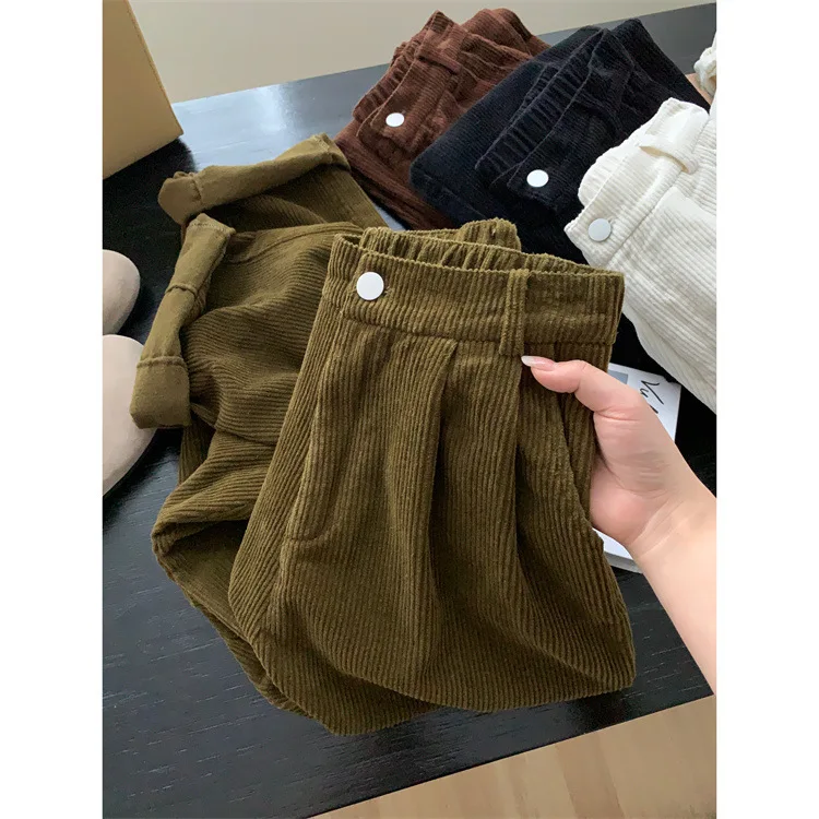 Corduroy Wide Leg Pant  Autumn Winter High Waisted Loose Casual Straight Leg Pants, Balloon Pants For Women