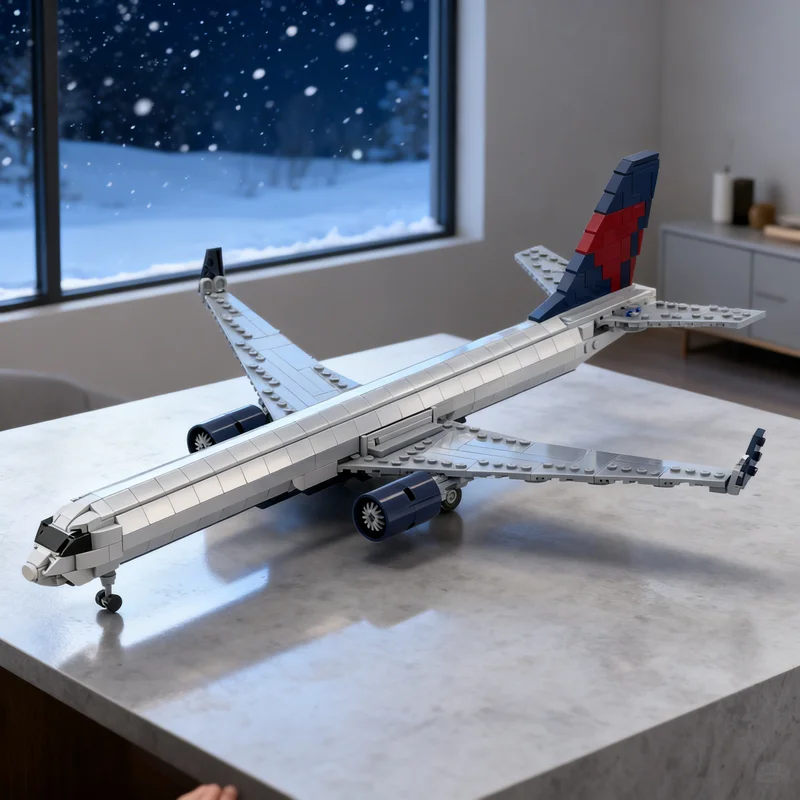 862pcs MOC Aircraft Delta Livery Promotional Airlines Model Building Blocks Hero SciFi Pirate Voyage Fortress Technical Toy Gift