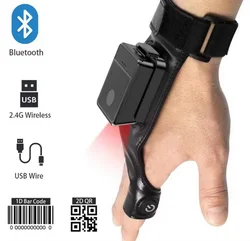 QR Finger Bar Code Reader Wireless Device 2D Bluetooth Barcode Left&Right Hand Glove Wearable Scanner