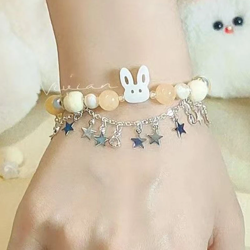 Game Love and Deepspace Bracelet Fashion Cute Crystal Beads Kawaii Cartoon Xavier Shen XingHui Rabbit Fishtail Jewelry Toy Gift