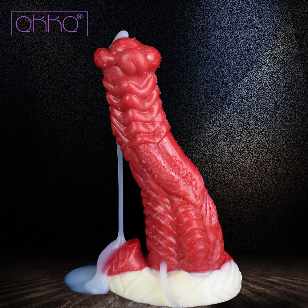 

QKKQ Fantasy Squirting Horse Dildo with Sucker Ejaculation Penis G-Spot Stimulate Anal Plug for Adult Finsting Game Sex Shop