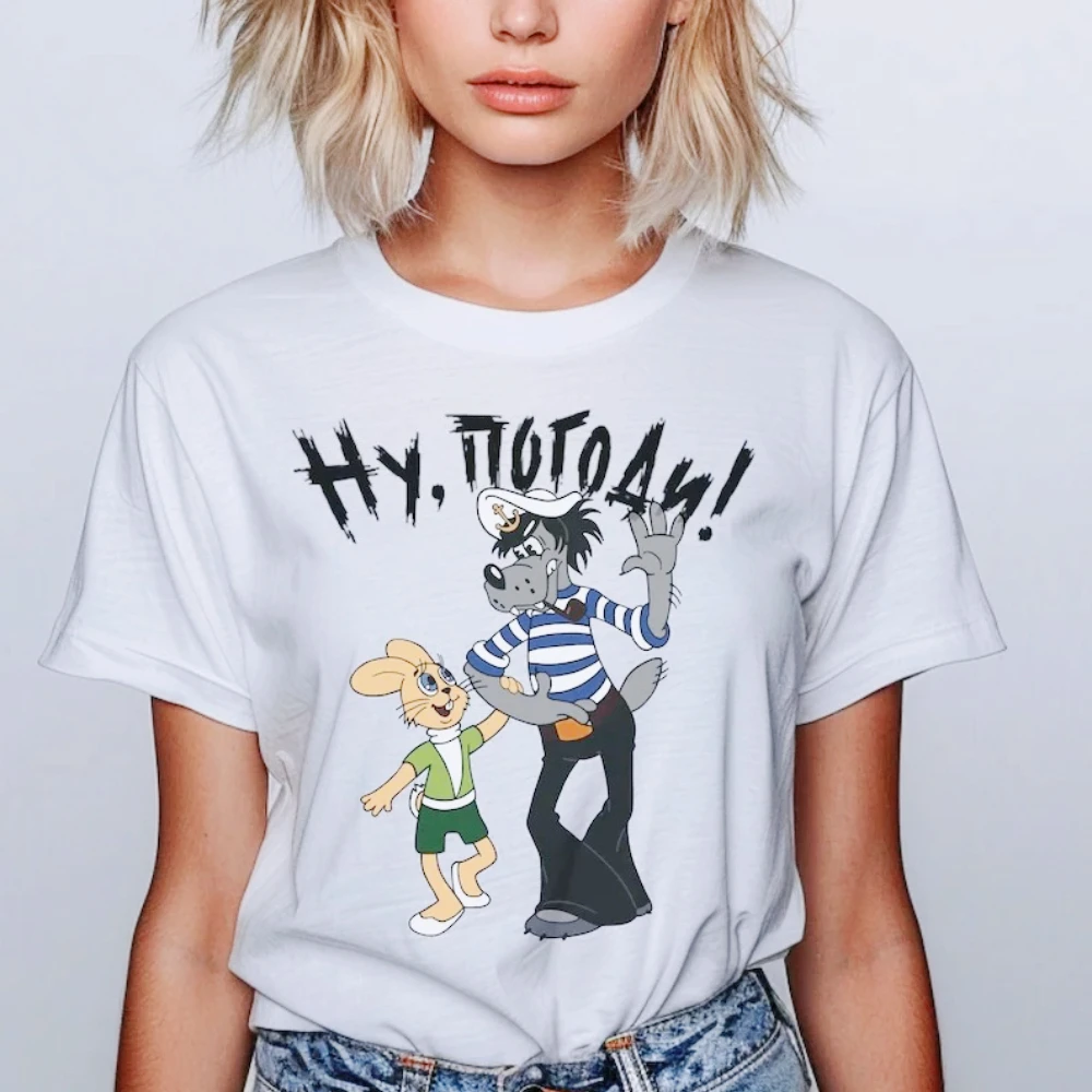 Nu Pogodi Morjak T-Shirt Wolf Und Hase Cartoon Printed Tshirt Lustiger Russischer Retro Comic Shirt Men Women Daily Life Tee Top