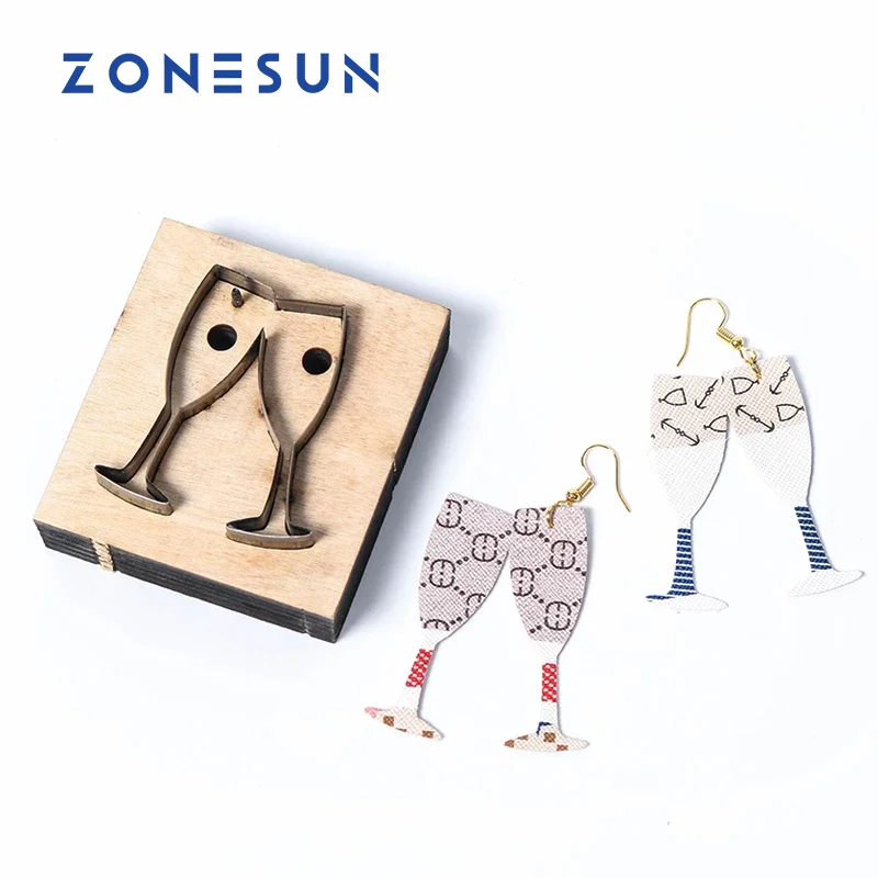 ZONESUN Custom DIY Gift Champagne Leather Earring Cutting Die Paper Punching Die Punch Machine Knives Cutter Mould