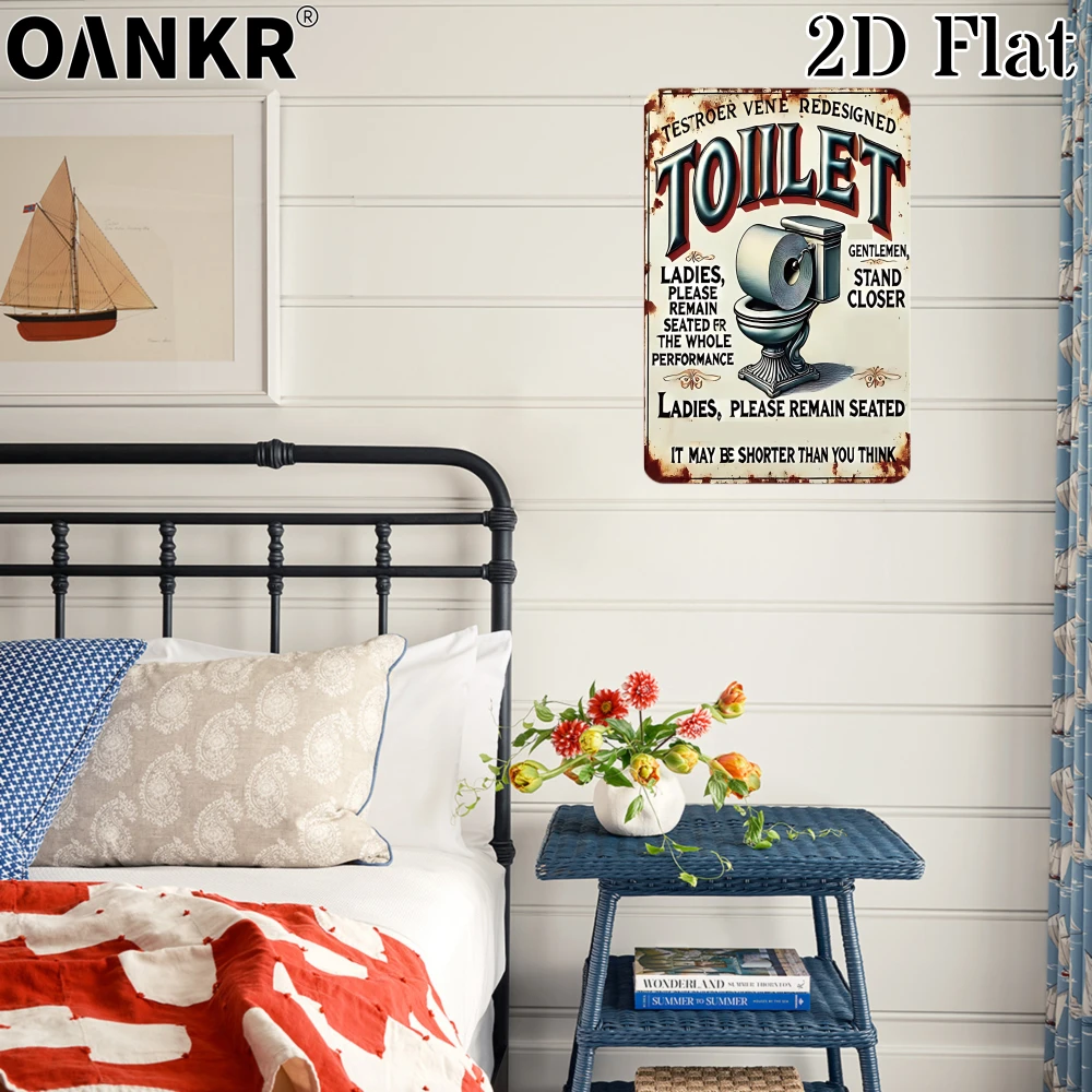 Vintage Bathroom Decor Metal Tin Sign, Toilet Poster Humor Metal Signs for Toilet Home Wall Art Decor Plaque Accessories