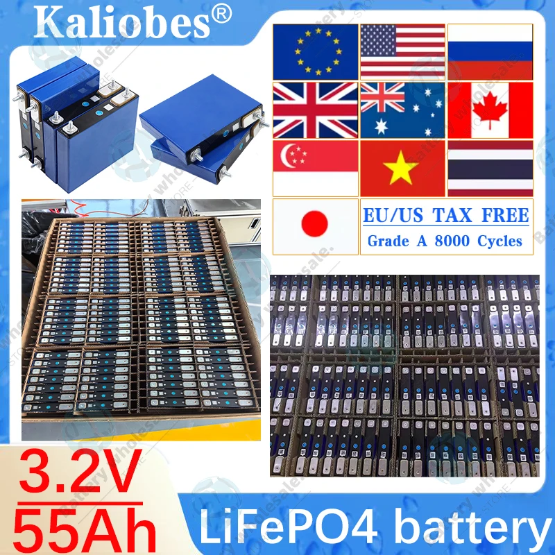 

3,2 В 55 Ач LiFePO4 фосфатный аккумулятор 55000 мАч для 12 В 24 В гольф-кар 3C Модификация двигателя мотоцикла M6 Stud