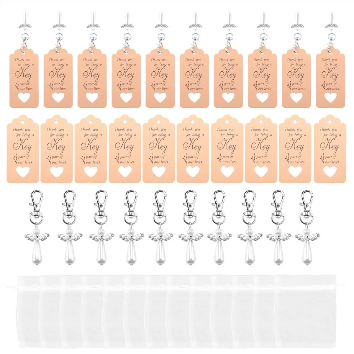 newA10R 20Pcs Thank You Gift Angel Keychains Wedding Favors Guardian Angel for Baby Shower Birthday Giveaway
