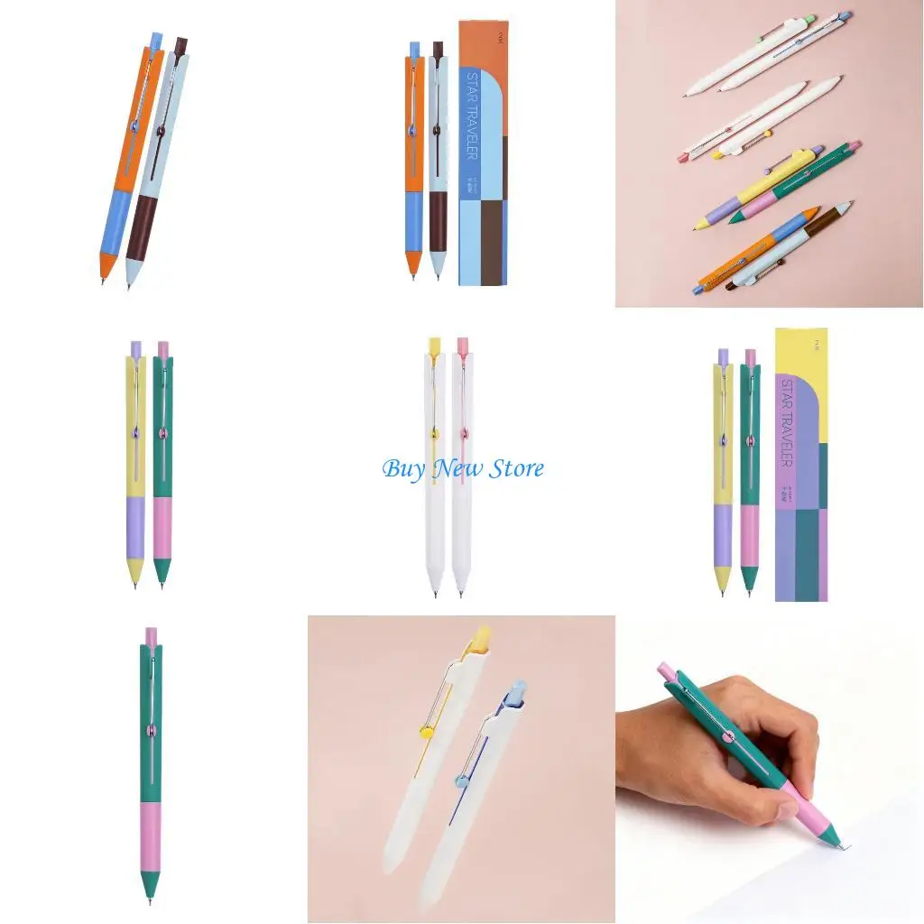 

20CE 2Pcs Neutral Pen 0.5mm Point with Press Designs Retractable Writing Tool Fast Drying Ergonomic Grip For Office Tasks