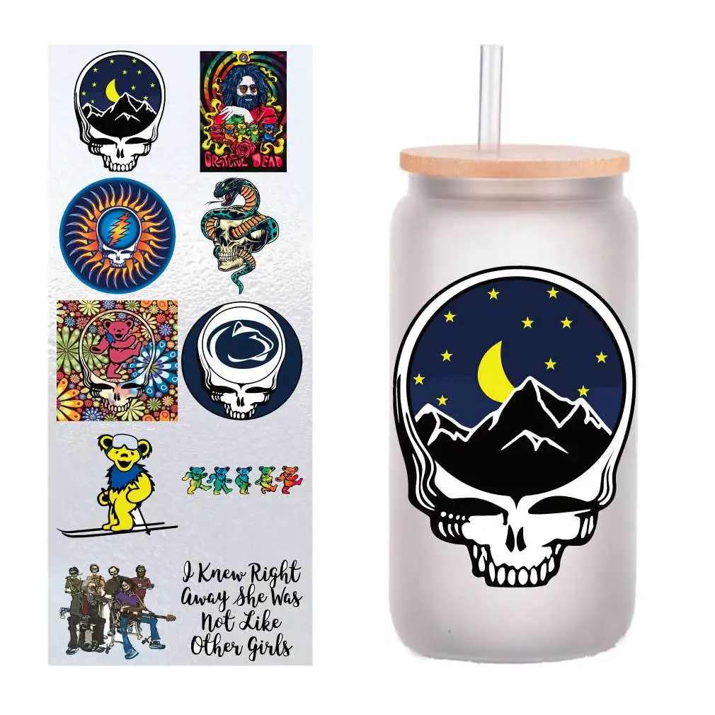 

10 PCs/Pack Thanksgiving Death Rock Band UV Transfer Sticker Crystal Label DIY Cup Sticker custom four inches