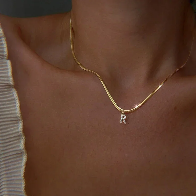 

DIY Accessories Custom Personalized Name Necklace Ladies Initial Pendant Zircon Necklace Stainless Steel Chain Wholesale Jewelry