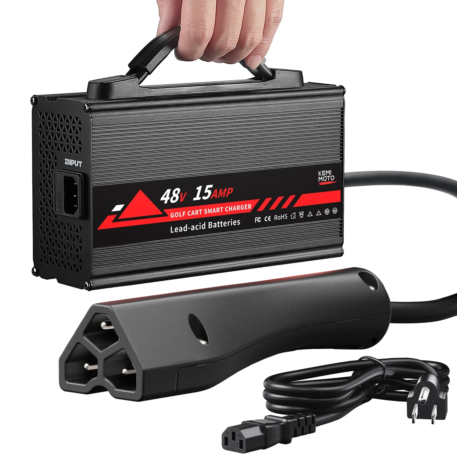

48V 15A Golf Cart Lead Acid Battery Charger Intelligent 5-Stage Charging High-Efficiency Cooling For Ezgo RXV TXT Electric Carts