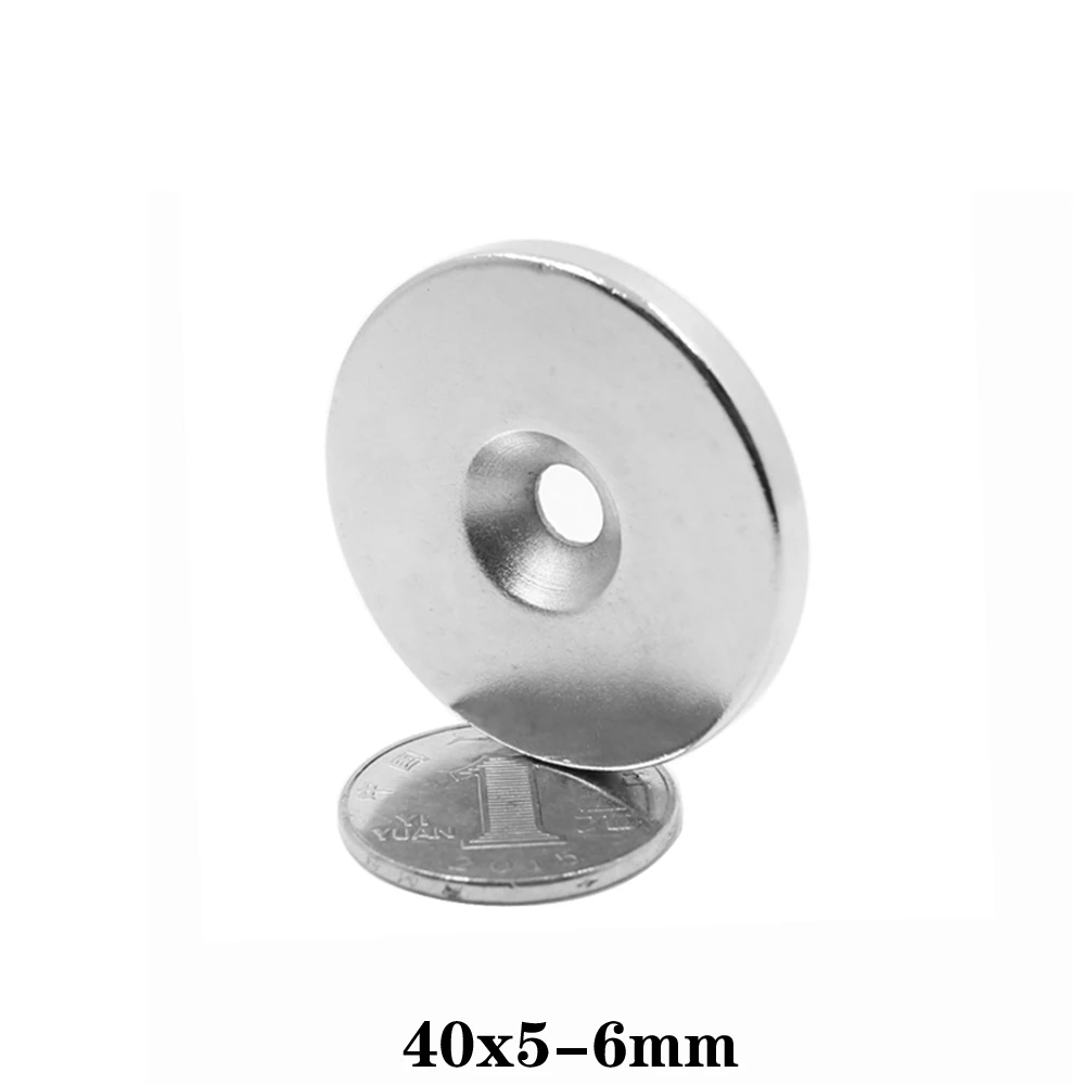 40x5-6 Powerful Magnets 40*5 mm Hole 6 mm For Home Refrigerators, Offices DIY 40x5-6mm Round Magnet 40*5-6