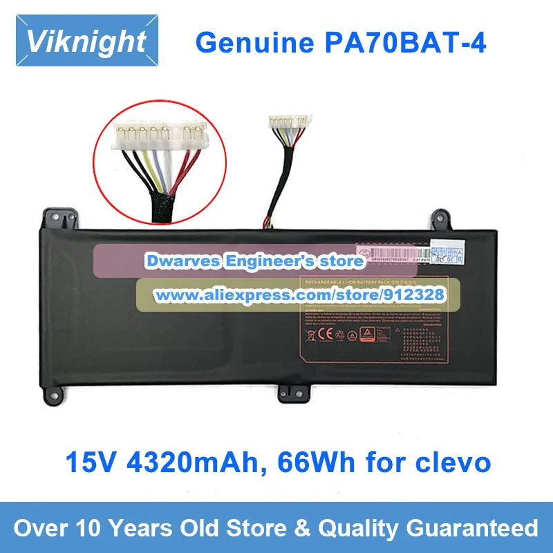 

Genuine PA70BAT-4 Battery 6-87-PA70S-62B0 15V 4320mAh 66Wh for Clevo PA70HP6 PA70HS-G PA71HP6-G PA71HSG KINGBOOK G99E XMG Pro 17