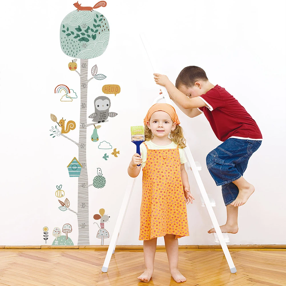 

4 Pcs Kids Height Sticker Wall Decal Cute Cartoon Room Decoration Easy Apply Remove Reuse No Residue