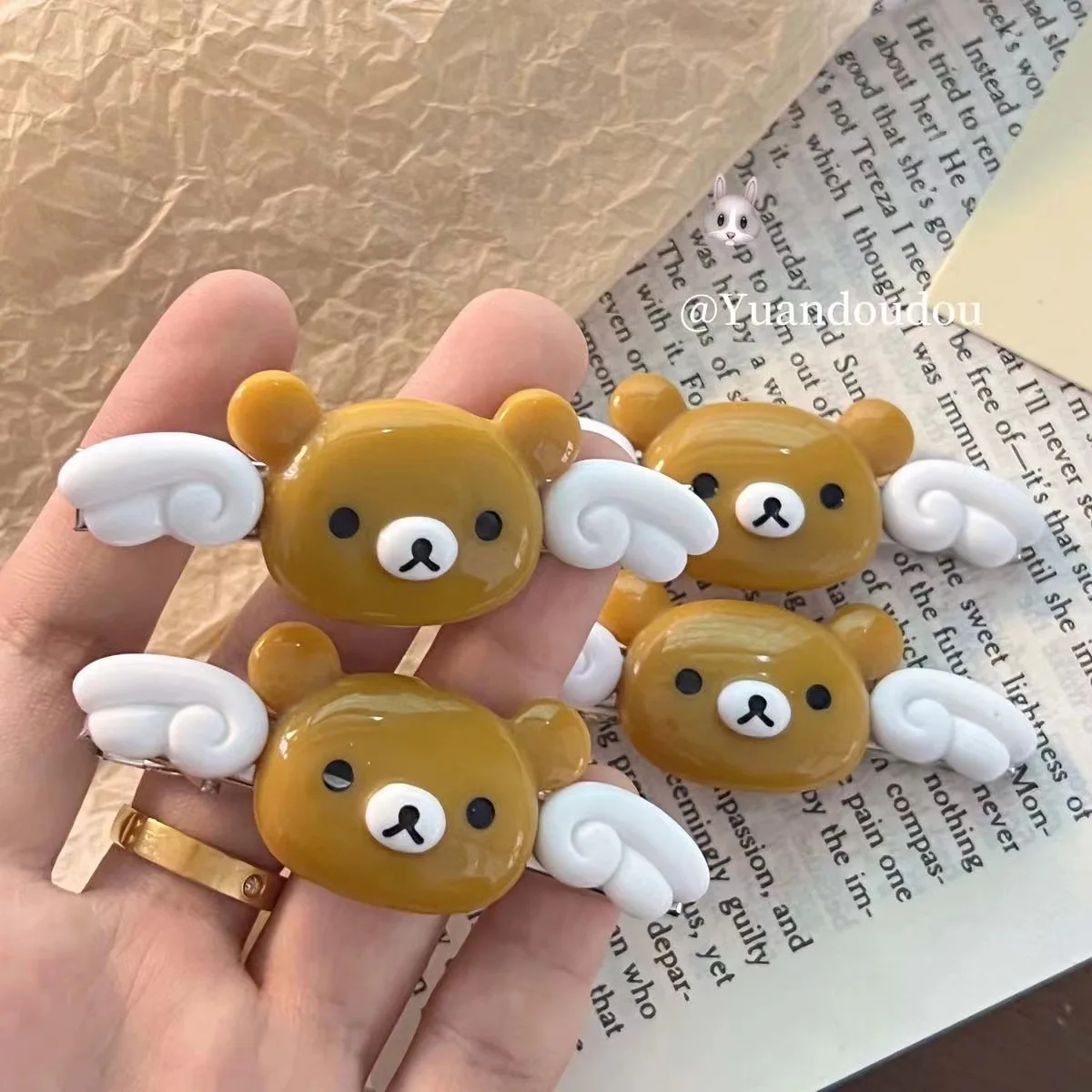

Rilakkuma Cute Bear Wings Hair Clips Cartoon Girls Portable Bangs Clip Cute Kawaii Headwears Child Birthday Gifts Hot Selling