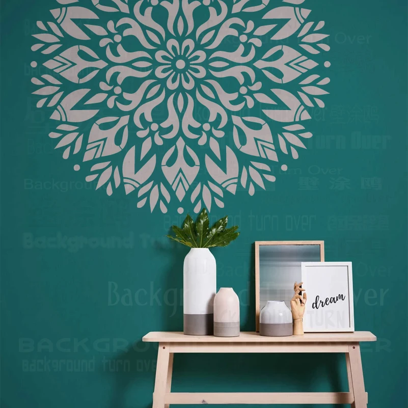 70cm - 110cm Wall Stencil Decor For Painting Decorative Template To Paint Decors Brick Plaster Mandala Big Round Flower S445