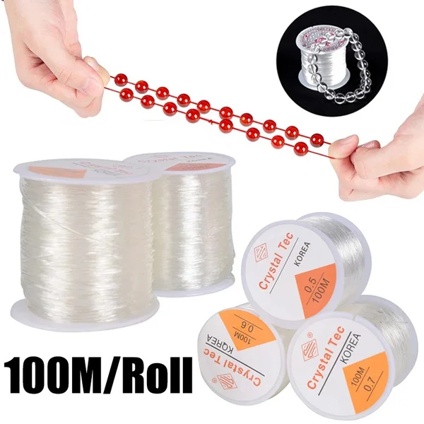 100m Strong Elastic Crystal Beading Thread Cord Jewelry Making Necklace Bracelet DIY Beads Transparent String Stretchable Thread