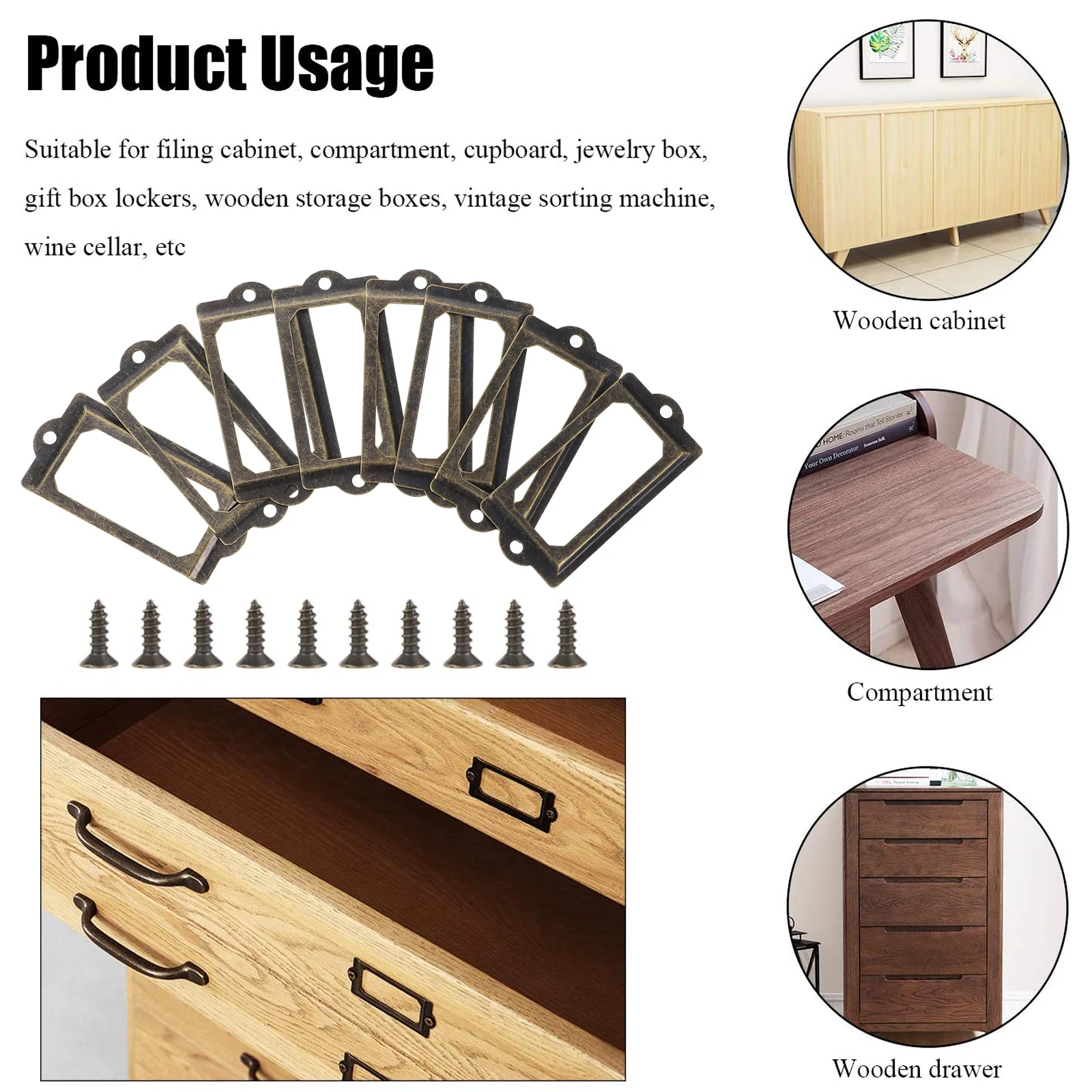 

30Pcs Frames Easy Install Drawer Pull Holder Cabinet Organizer Practical Storage Box Labels