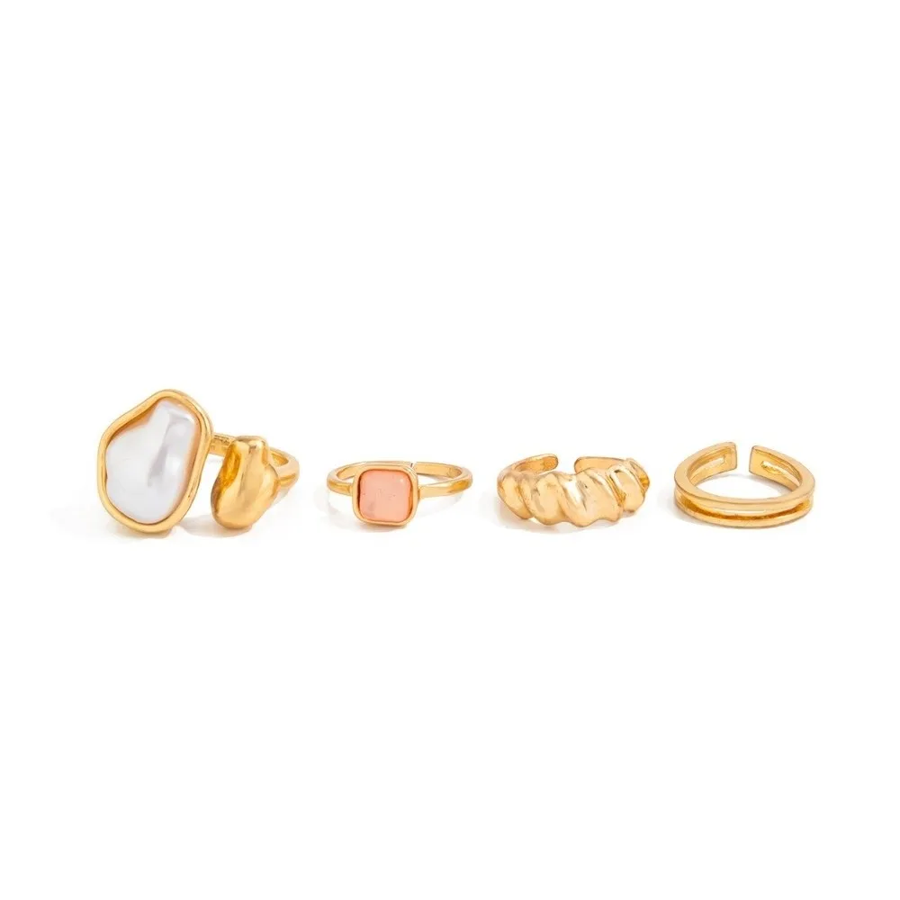 Irregular Pearl Toe Ring Set Gem Inlay Open Adjust Frame Foot Jewelry Multi Piece Pack Thread Metal Surface Bead Decor Kit