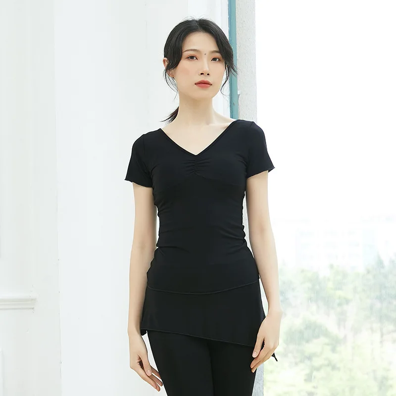 

Взрослый модальный топ с короткими рукавами для восточного латинского танца живота, футболка, костюм для женщин, одежда для танцев живота, танцевальная одежда, одежда