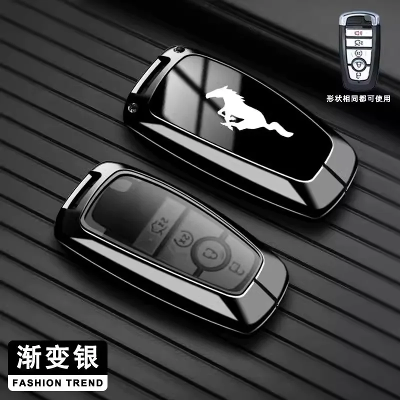 Zinc alloy Car Remote Key Case Cover Shell for Ford Fusion Mustang Explorer F150 Edge Mondeo Mk5 FocusMk4 2019 2020 2021 Sticker