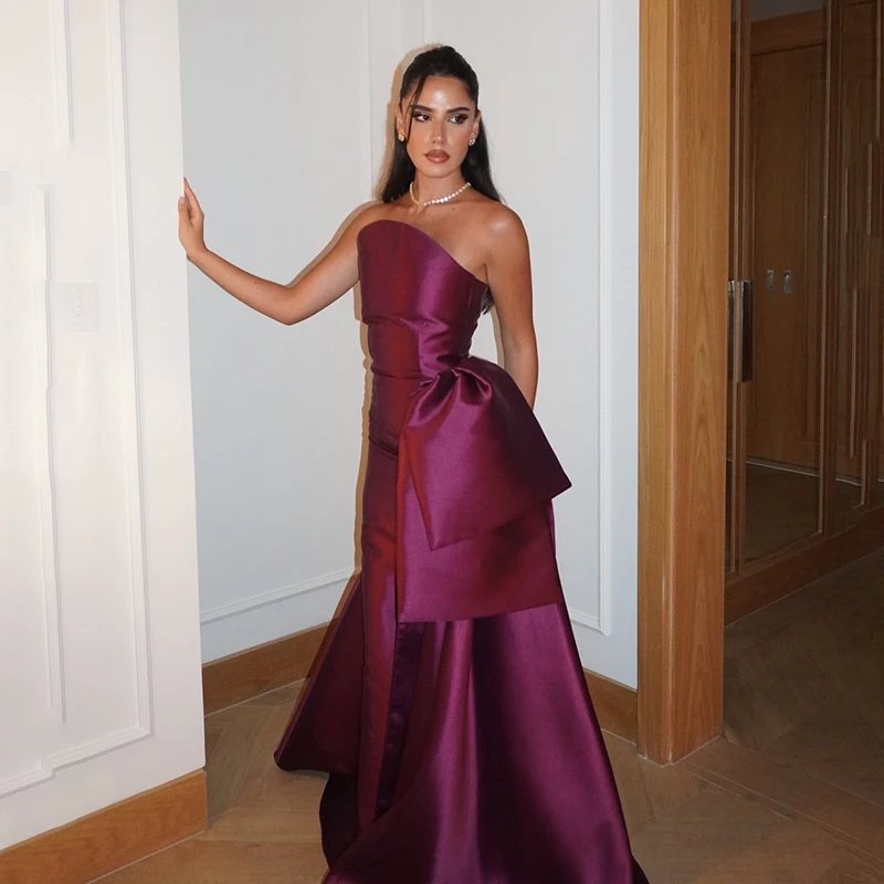 

Thinyfull Long Mermaid Prom Evening Dresses Saudi Arabia Strapless Night Satin Party Dress Sexy Cocktail Prom Gowns Customized