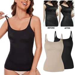 Women's Compression Push Up Belly Slimming Camis Shapewear Tummy Control Tank Tops Seamless O Neck Adjustable Straps Body Shaper