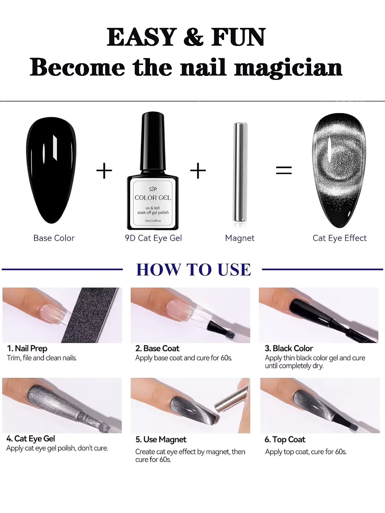 10ml zwarte cat eye nagellak Kerst gel nagellak, Y2k winter basislaag veegvrije toplaag matte nagellak Halloween ma