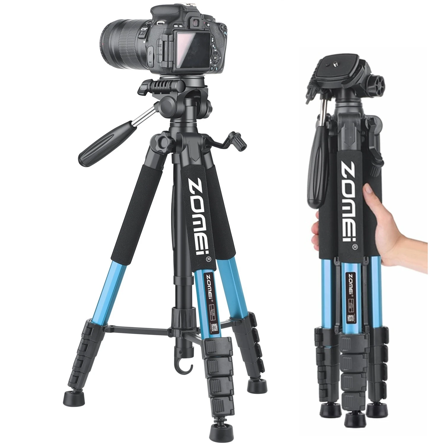 Tall 73.6”/ 187cm Professional Tripod with Aluminum Alloy Tube 360 Degree Panorama Photography & Video Stand for Mobile & Camera