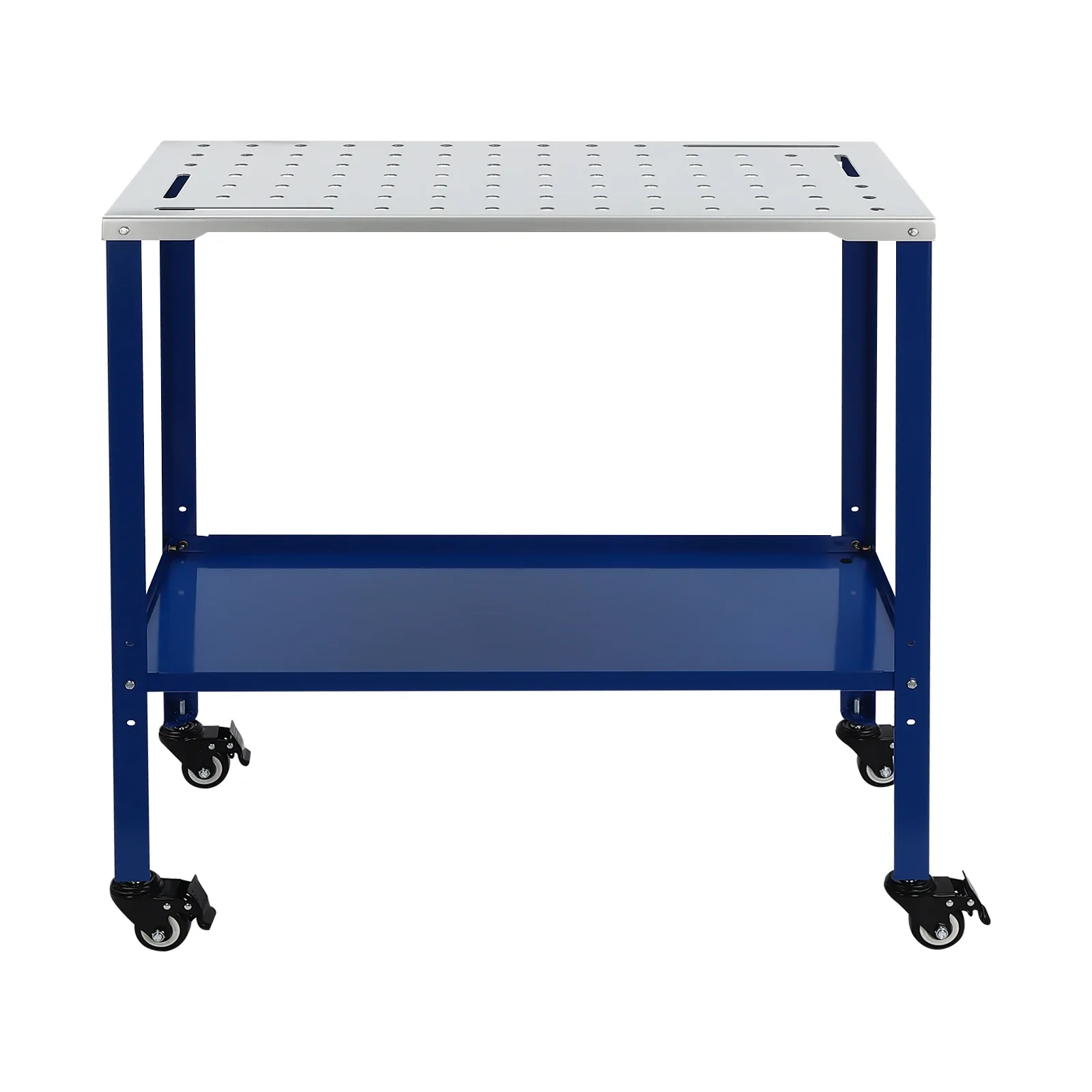 

36''×18'' 1200lbs Portable Welding Table with Holes on Top and 4* Wheels with Brakes Blue/Black