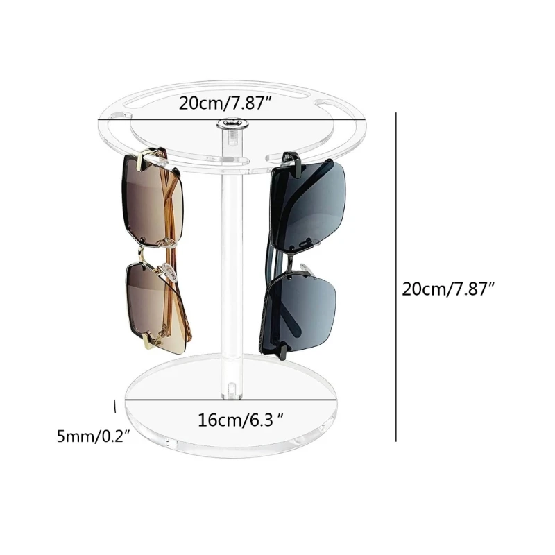 Soporte de acrílico moderno para gafas de sol, escaparate de gafas giratorio de 360 ° con 3 ranuras, triangulación de envíos