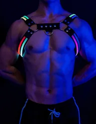 Chest Harness Men's Shoulder Strap Led Light Blinking Recharging Stage Chest Strap for Muscle Men Gay Decoration Show Party