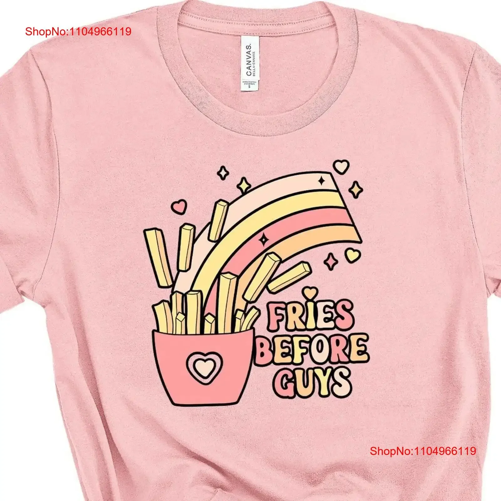 تي شيرت Fries Before Guys تي شيرت لطيف لعيد الحب أو أي مضحك يؤرخ للنساء قميص فتاة الأم وأنا طفل رضيع عتيق